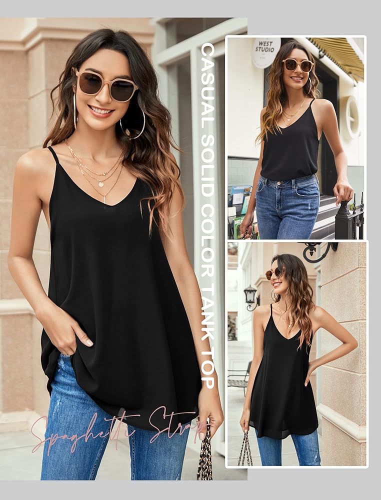 SUNAELIA Summer Tank Tops for Women Casual Sleeveless V Neck